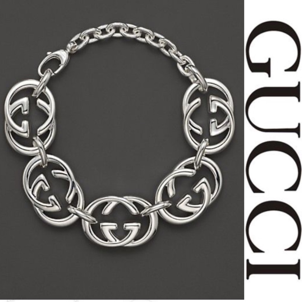 Gucci Britt GG Logo Silver Bracelet*NWB